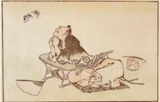 Katsushika Hokusai, Philosopher watching a pair of butterflies, 1814-1819, from Pictures after Nature 
